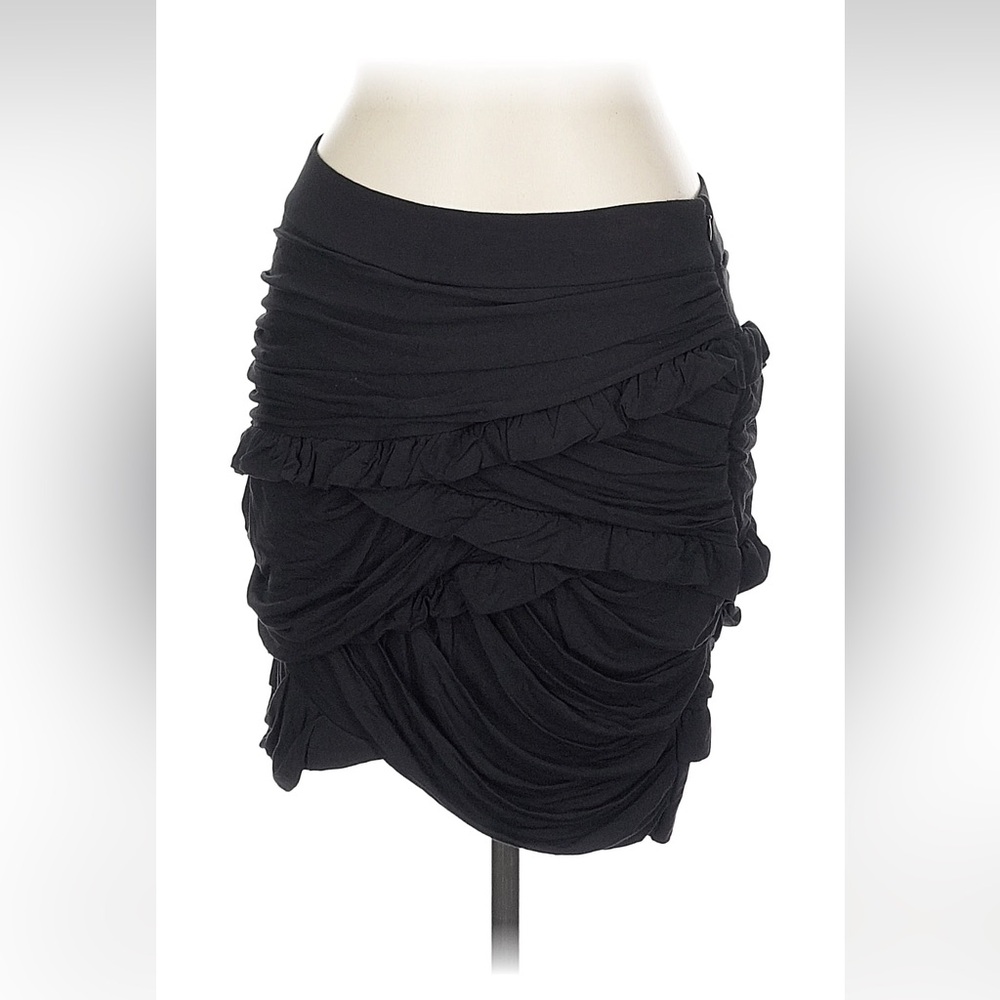 Anthropologie Leifsdottir Elegant Black Ruffled Mini Skirt, Size:L New With Tags